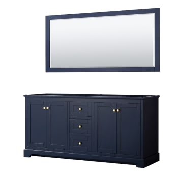 Image for Wyndham Avery 72" Dark Blue Double Vanity, No Countertop, No Sinks, 70" Mirror from HD Supply