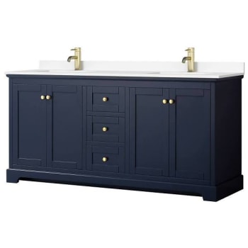 Image for Wyndham Avery 72" Dark Blue Double Vanity, White Marble Top from HD Supply