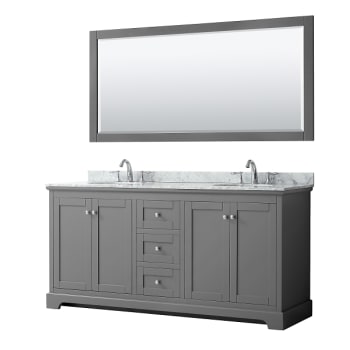 Image for Wyndham Avery 72" Dark Gray Double Vanity, Carrara Marble, Oval Sinks, Mirror from HD Supply