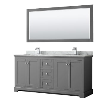 Image for Wyndham Avery 72" Dark Gray Double Vanity, Carrara Marble, Square Sinks, Mirror from HD Supply