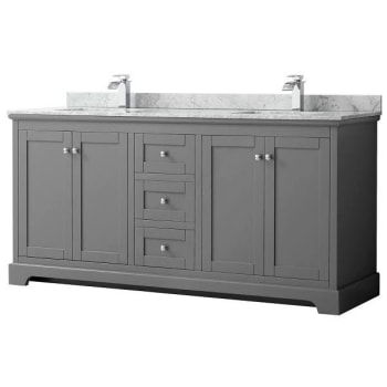 Image for Wyndham Avery 72" Dark Gray Double Vanity, Carrara Marble Top, Square Sinks from HD Supply