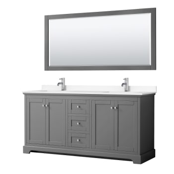 Image for Wyndham Avery 72" Dark Gray Double Vanity, White Marble Top, 70" Mirror from HD Supply