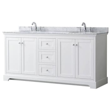 Image for Wyndham Avery 72" White Double Vanity, Carrara Marble Top, Oval Sinks from HD Supply