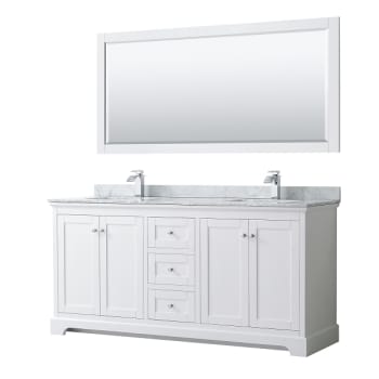 Image for Wyndham Avery 72" White Double Vanity, Carrara Marble, Square Sinks, 70" Mirror from HD Supply