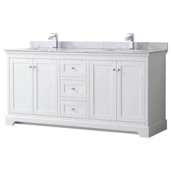 Image for Wyndham Avery 72" White Double Vanity, Carrara Marble Top, Square Sinks from HD Supply