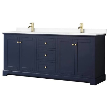 Image for Wyndham Avery 80" Dark Blue Double Vanity, White Marble Top from HD Supply