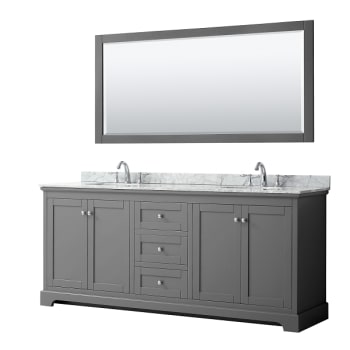 Wyndham Avery 80" Dark Gray Double Vanity, Carrara Marble, Oval Sinks, Mirror