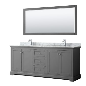 Image for Wyndham Avery 80" Dark Gray Double Vanity, Carrara Marble, Square Sinks, Mirror from HD Supply