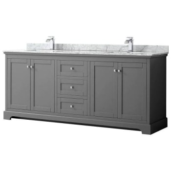 Image for Wyndham Avery 80" Dark Gray Double Vanity, Carrara Marble Top, Square Sinks from HD Supply