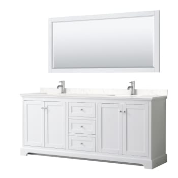 Image for Wyndham Avery 80" White Double Vanity, Carrara Marble Top, 70" Mirror from HD Supply