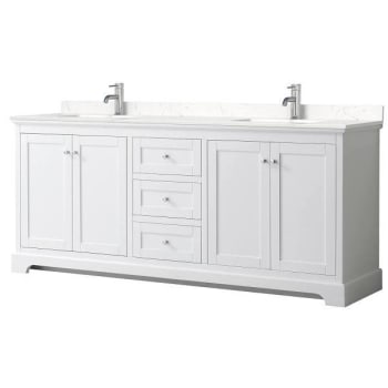 Image for Wyndham Avery 80" White Double Vanity, Carrara Marble Top from HD Supply
