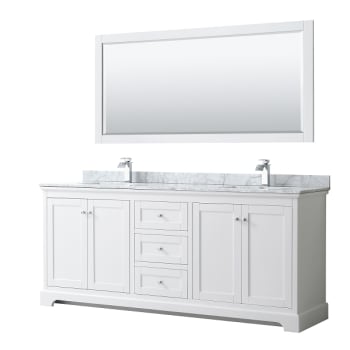 Image for Wyndham Avery 80" White Double Vanity, Carrara Marble, Square Sinks, 70" Mirror from HD Supply