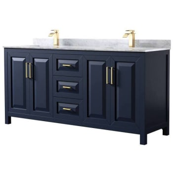 Image for Wyndham Daria 72" Dark Blue Double Vanity, Carrara Marble Top, Square Sinks from HD Supply