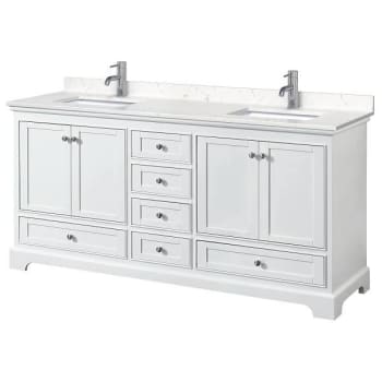Image for Wyndham Deborah 72" White Double Vanity, Carrara Marble Top from HD Supply