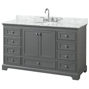 Image for Wyndham Deborah 60" Dark Gray Single Vanity, Carrara Marble Top, Oval Sink from HD Supply
