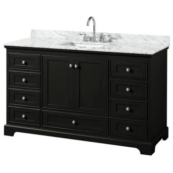 Image for Wyndham Deborah 60" Dark Espresso Single Vanity, Carrara Marble Top, Square Sink from HD Supply