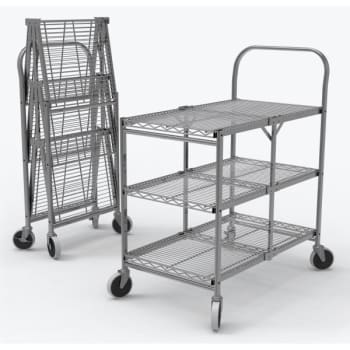 Luxor Three-Shelf Collapsible Wire Utility Cart