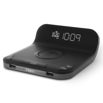 Ihome Hw2b Pre-Set Clock Qi Wireless Charging, 2usb And Single Day Alarm