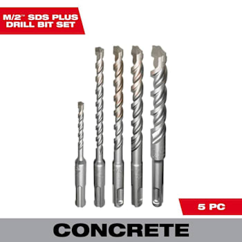 Image for Milwaukee 2-Cutter Sds-Plus Carbide Hammer Drill Bit Set, 5-Piece from HD Supply