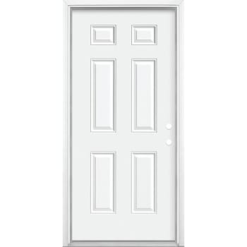 Image for Masonite 36"x80" White Left Hand Inswing 6-Panel Primed Steel Prehung Front Door from HD Supply