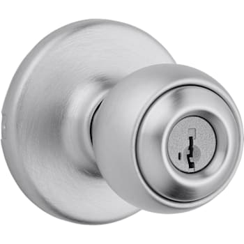 Kwikset Polo Satin Chrome Keyed Entry Door Knob with SmartKey Security