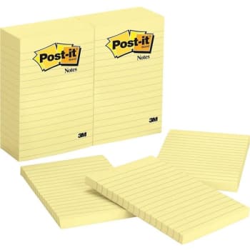 Image for Post-It® Canary Yellow Rectangle Ruled Notes 4" X 6", Package Of 12 from HD Supply