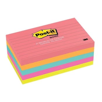 Post-It® Cape Town Lined Notes 3" X 5", Package Of 5