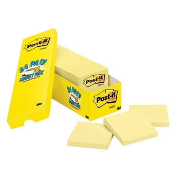 Image for Post-It® Canary Yellow Notes 3" X 3", Package Of 24 from HD Supply