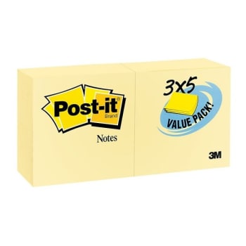 Image for Post-It® Canary Yellow Rectangle Notes 3" X 5", Package Of 24 from HD Supply