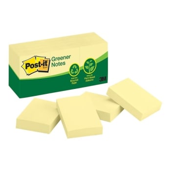Post-It® Canary Yellow Greener Notes 1-1/2" X 2", Package Of 12