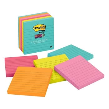 Image for Post-It® Lined Super Sticky Notes 4" X 4", Package Of 6 from HD Supply