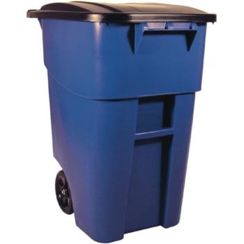 Image for Rubbermaid 50 Gallon Blue Rollout Trash Can With Lid from HD Supply