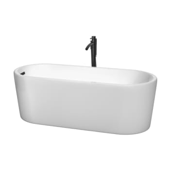 Wyndham Collection Ursula 67" Freestanding Tub Black Tub Fill Drain Overflow