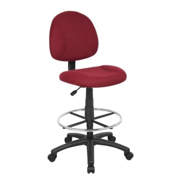 Boss Office Products Armless Drafting Stool With Footring, Burgundy