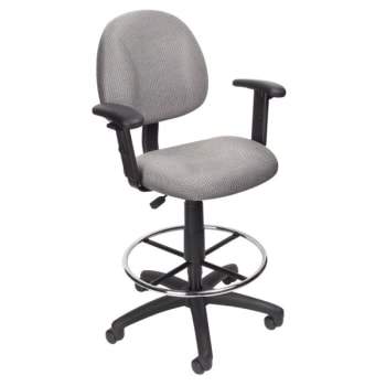 Image for Boss Office Products Adjustable Arm Drafting Stool With Footring, Grey from HD Supply