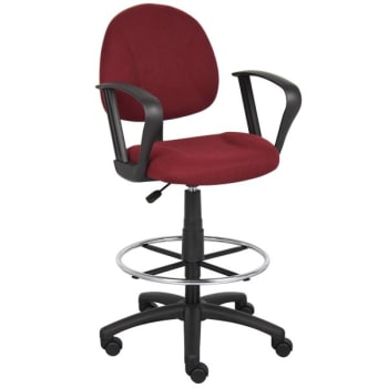 Boss Office Products Loop Arm Drafting Stool With Footring, Burgundy