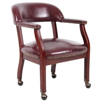 Boss Office Products Captain's Chair, Burgundy, With Casters