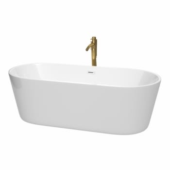 Image for Wyndham Collection Carissa 71" Bathtub Shiny White Trim And Gold Tub Filler from HD Supply