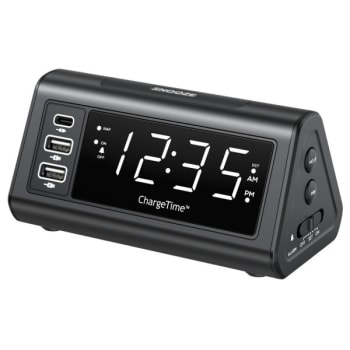 Image for Teleadapt ChargeTime USB-C hotel-grade clock black from HD Supply