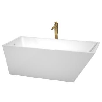 Wyndham Collection Hannah 67" Bathtub Shiny White Trim And Gold Tub Filler