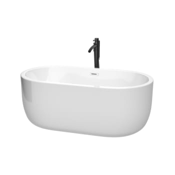 Wyndham Collection Juliette 60" Bathtub Shiny White Trim And Black Tub Filler
