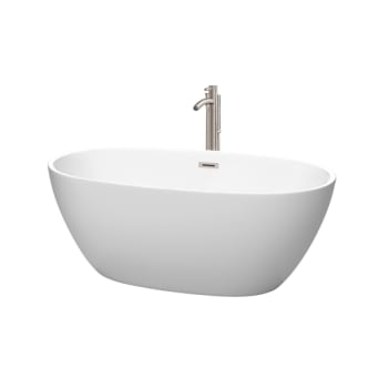 Image for Wyndham Collection Juno 59" Freestanding Matte White Bathtub Brushed Nickel from HD Supply