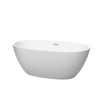 Wyndham Collection Juno 59" Freestanding Matte White Tub Polished Chrome Drain