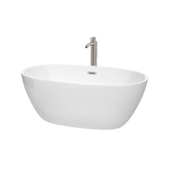 Wyndham Collection Juno 59" Bathtub Brushed Nickel Tub Filler And Trim