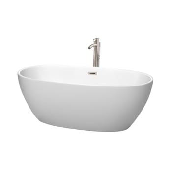 Image for Wyndham Collection Juno 63" Freestanding Matte White Bathtub Brushed Nickel from HD Supply