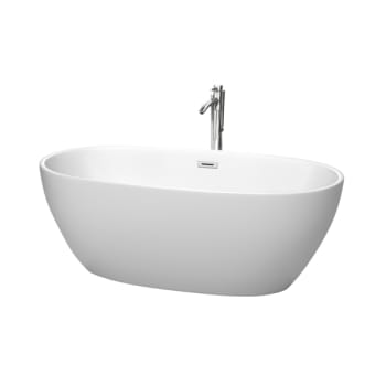 Wyndham Collection Juno 63" Freestanding Matte White Bathtub Polished Chrome Tub