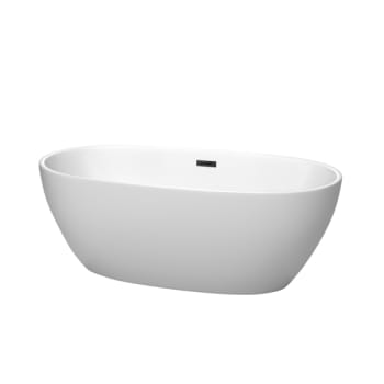 Wyndham Collection Juno 63" Freestanding Matte White Bathtub Matte Black Drain