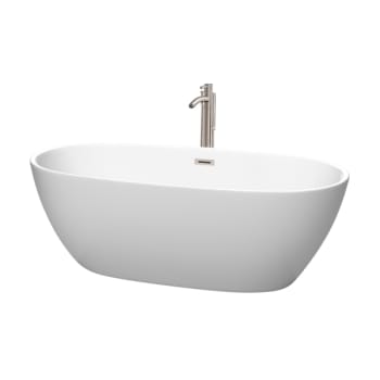Image for Wyndham Collection Juno 67" Freestanding Matte White Bathtub Brushed Nickel from HD Supply