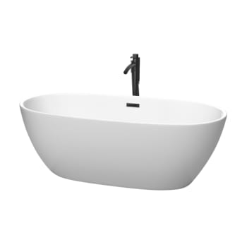 Image for Wyndham Collection Juno 67" Freestanding Matte White Bathtub Black Tub Filler from HD Supply