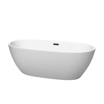 Image for Wyndham Collection Juno 67" Freestanding Matte White Bathtub Matte Black Drain from HD Supply